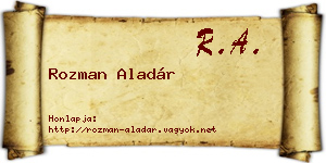 Rozman Aladár névjegykártya